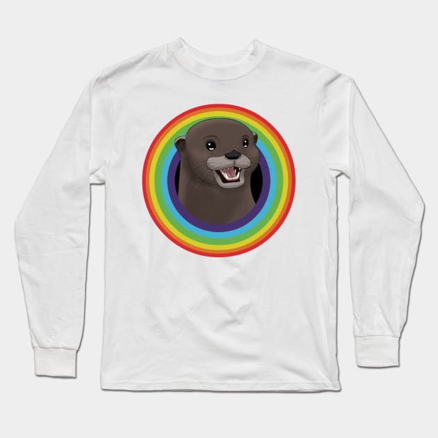 Rainbow Otter Long Sleeve T-Shirt by claudiecb